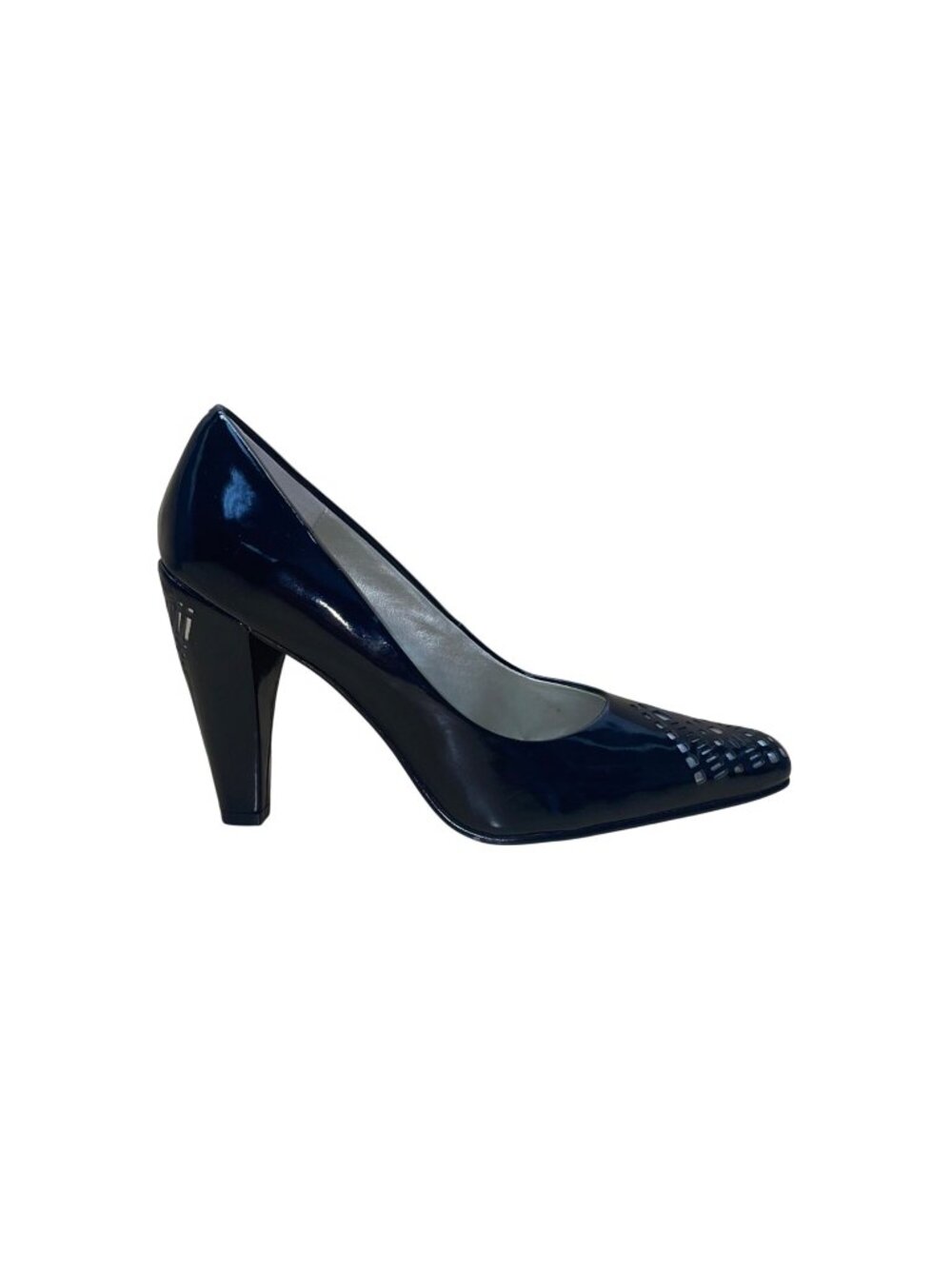 Bellini Women’s Black Patent Leather Laser Cut Pointed-Toe Trina Heels Size 8.5W